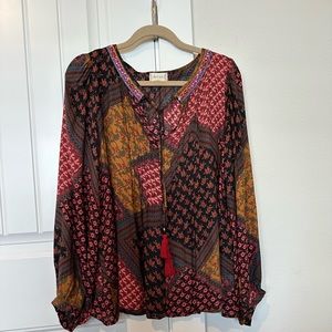 Altar'd State Long Sleeve Patchwork Design Blouse/Large